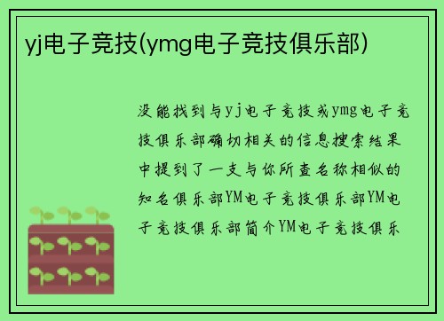 yj电子竞技(ymg电子竞技俱乐部)